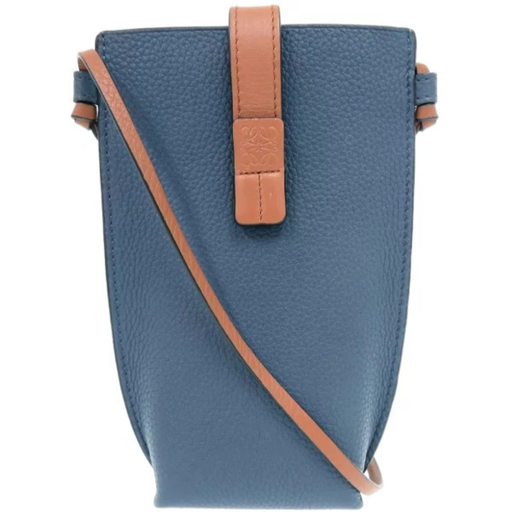 Loewe Gate Pocket Leather Shoulder Bag Calfskin Blue